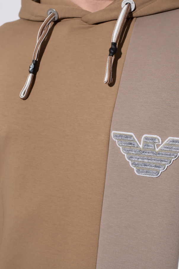 【EMPORIO ARMANI】 ★ Men's Big Eagle Logo Hoodie ★ Brown Emporio Armani - Boys Brown Cotton Eagle Hoodie